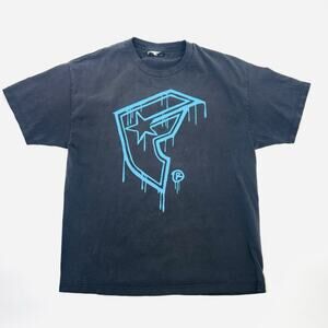 VTG Famous Stars & Straps Mens Black Blue Graphic T-Shirt XL Y2K Skater Vintage